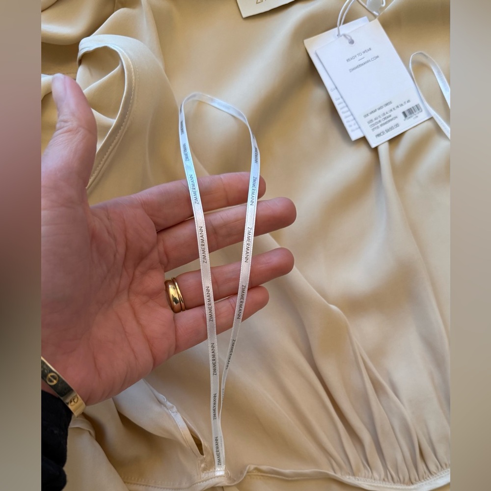 Zimmermann Silk Cream Wrap Midi Dress - Picture 9 of 10